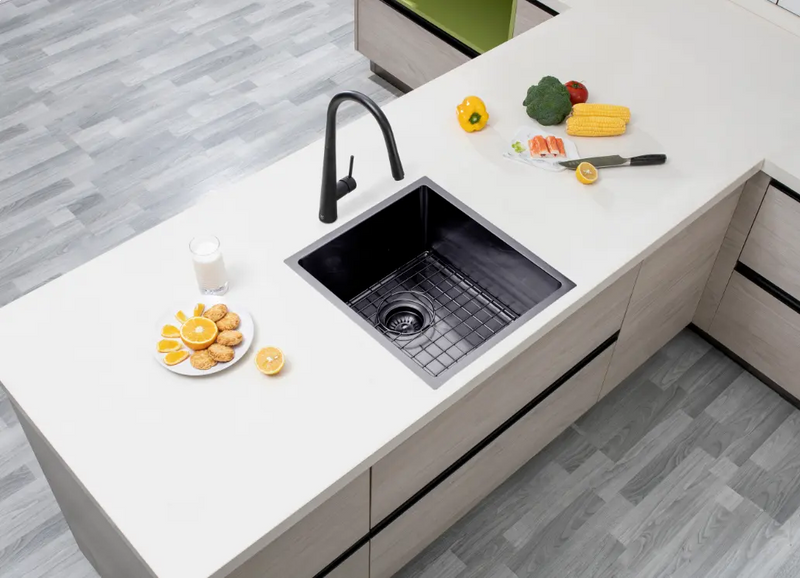 390x450x215mm 1.2mm Handmade Top/Undermount Single Bowl Kitchen Sink Chrome/GM/BG FIL Kitchen Bathroom
