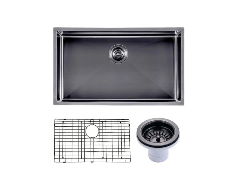 762x457x254mm 1.2mm Handmade Single Bowl Top/Undermount Kitchen/Laundry Sink Chrome/Grey/Gold FIL Kitchen Bathroom