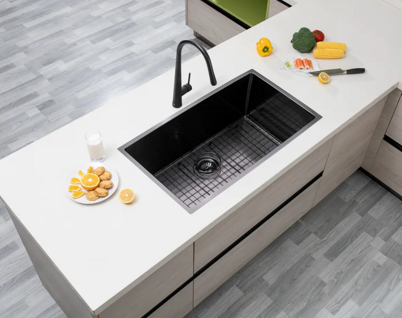 762x457x254mm 1.2mm Handmade Single Bowl Top/Undermount Kitchen/Laundry Sink Chrome/Grey/Gold FIL Kitchen Bathroom