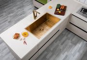762x457x254mm 1.2mm Handmade Single Bowl Top/Undermount Kitchen/Laundry Sink Chrome/Grey/Gold FIL Kitchen Bathroom