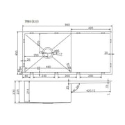304 Stainless Steel Chrome/Grey/Gold PVD Coating Single Bowl Kitchen Sink with Drainer(Round Edges,with Bottom Tray)960*450*230mm FIL Kitchen Bathroom