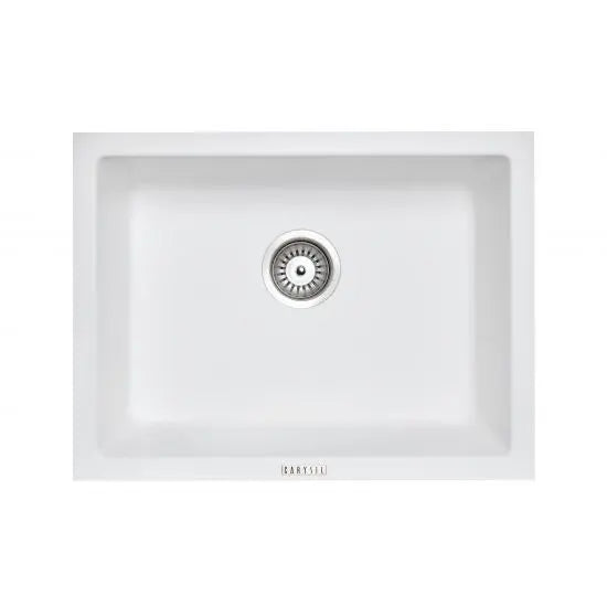 610 x 457 x 205mm Carysil Single Big Bowl Granite Kitchen/Laundry Sink Top/Flush/Under Mount FIL Kitchen Bathroom