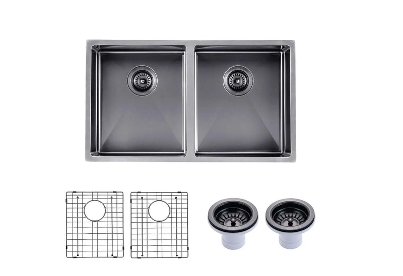 770x450x215mm 1.2mm Handmade Top/Undermount Double Bowls Kitchen Sink Chrome/Grey/Gold FIL Kitchen Bathroom
