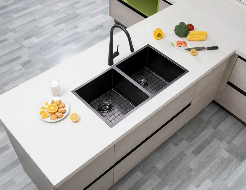 770x450x215mm 1.2mm Handmade Top/Undermount Double Bowls Kitchen Sink Chrome/Grey/Gold FIL Kitchen Bathroom