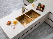 770x450x215mm 1.2mm Handmade Top/Undermount Double Bowls Kitchen Sink Chrome/Grey/Gold FIL Kitchen Bathroom