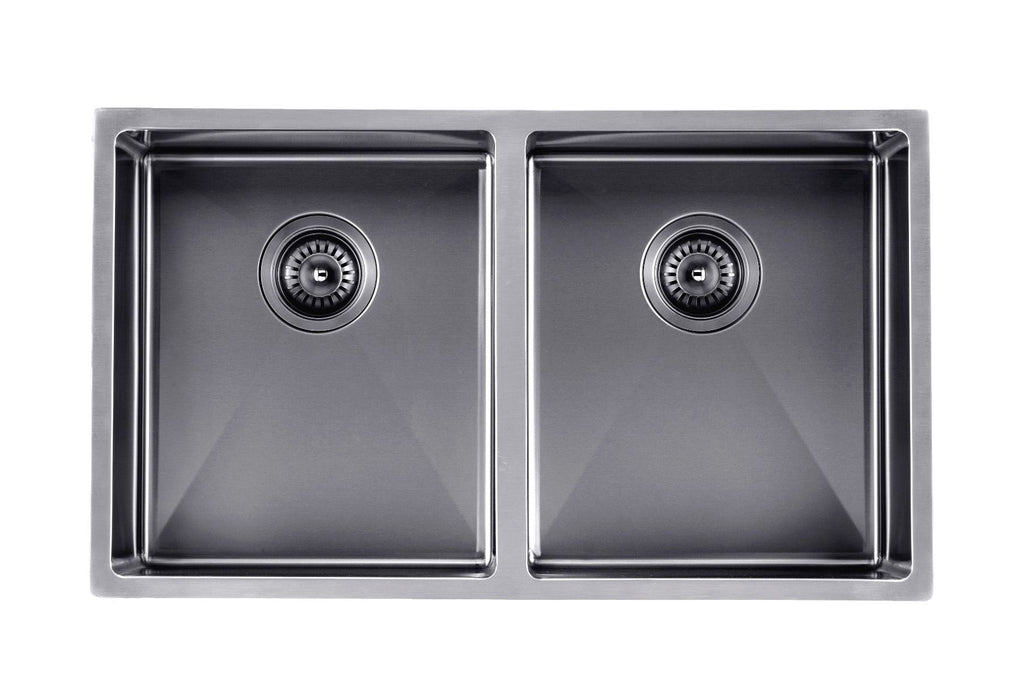 820x457x230mm 1.2mm Handmade Top/Undermount Double Bowls Kitchen Sink Chrome/Grey/Brushed Gold