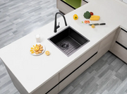 440x440x205mm Satin/Grey/Gold Stainless Steel Handmade Single Bowl Sink for Flush Mount and Undermount FIL Kitchen Bathroom