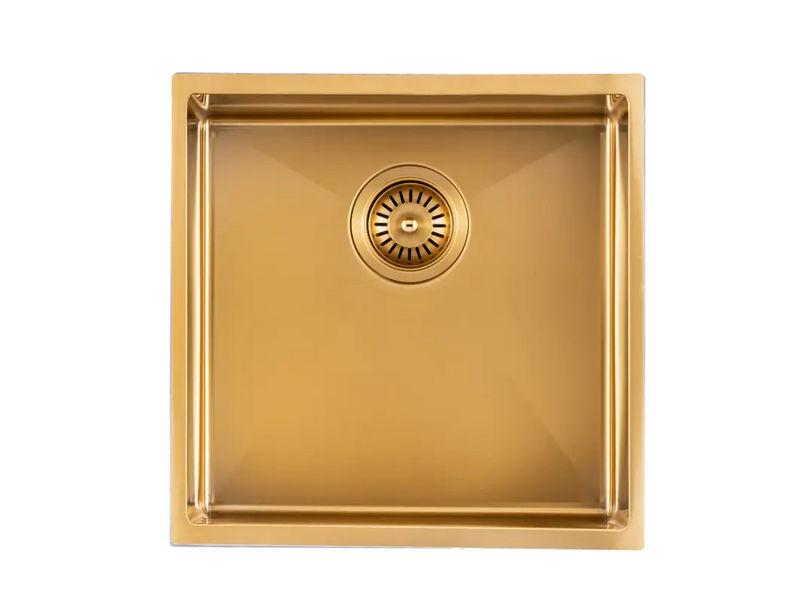 440x440x205mm Satin/Grey/Gold Stainless Steel Handmade Single Bowl Sink for Flush Mount and Undermount FIL Kitchen Bathroom