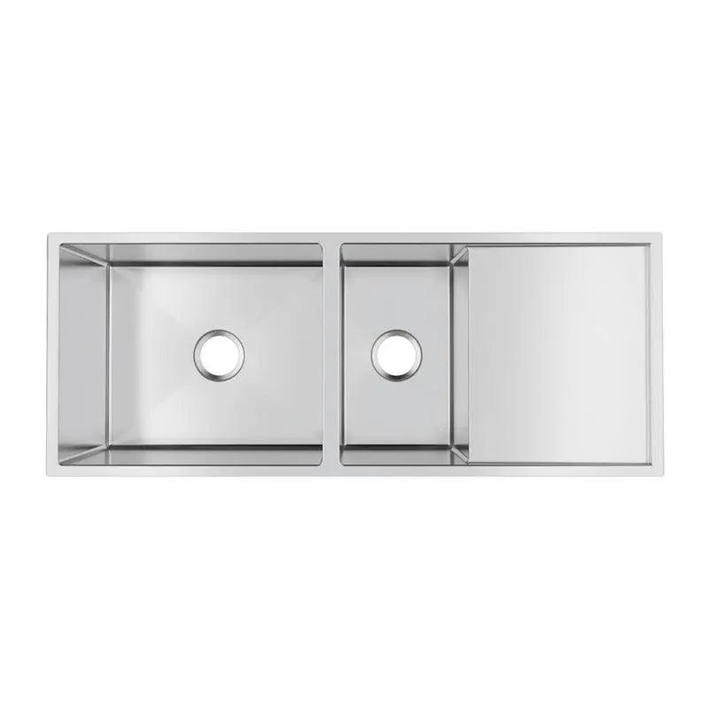 1160x460x230mm Handmade Kitchen Sink One and Half Double Bowls with Drainer Board FIL Kitchen Bathroom