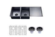 1160x460x230mm 1.2mm Handmade Top/Undermount Double Bowls Kitchen Sink Chrome/Grey/Gold FIL Kitchen Bathroom