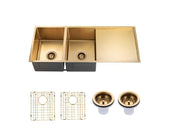 304 Stainless Steel Chrome/Grey/Gold PVD Coating Single Bowl Kitchen Sink with Drainer(Round Edges,with Bottom Tray)960*450*230mm FIL Kitchen Bathroom