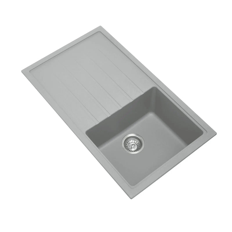 860 x 500 x 205mm Carysil Black/White/Grey Single Bowl With Drainer Board Granite Kitchen Sink Top/Flush/Under Mount FIL Kitchen Bathroom