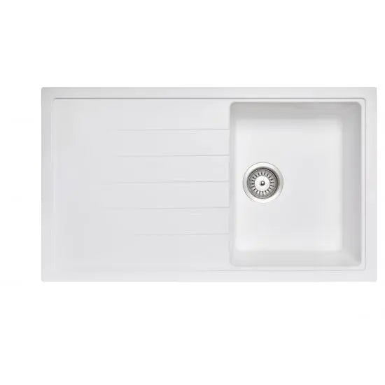 860 x 500 x 205mm Carysil Black/White/Grey Single Bowl With Drainer Board Granite Kitchen Sink Top/Flush/Under Mount FIL Kitchen Bathroom