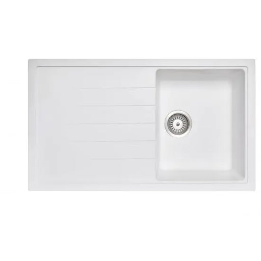 860 x 500 x 205mm Carysil Black/White/Grey Single Bowl With Drainer Board Granite Kitchen Sink Top/Flush/Under Mount FIL Kitchen Bathroom