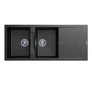 1160 x 500 x 210mm Carysil Black/White/Grey Double Bowl Drainer Board Granite Kitchen Sink Top/Flush/Under Mount FIL Kitchen Bathroom