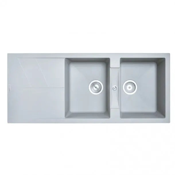 1160 x 500 x 210mm Carysil Black/White/Grey Double Bowl Drainer Board Granite Kitchen Sink Top/Flush/Under Mount FIL Kitchen Bathroom