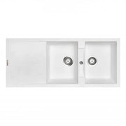 1160 x 500 x 210mm Carysil Black/White/Grey Double Bowl Drainer Board Granite Kitchen Sink Top/Flush/Under Mount FIL Kitchen Bathroom