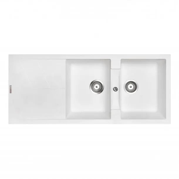 1160 x 500 x 210mm Carysil Black/White/Grey Double Bowl Drainer Board Granite Kitchen Sink Top/Flush/Under Mount FIL Kitchen Bathroom