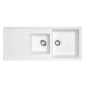 1160 x 500 x 205mm Carysil Black/White/Grey 1 and A Half Bowl With Drainer Board Granite Kitchen Sink Top/Flush/Under Mount FIL Kitchen Bathroom