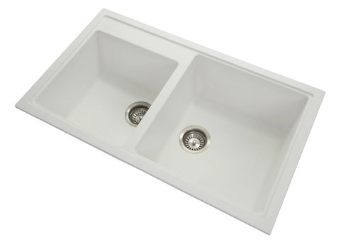 860 x 500 x 205mm Carysil Black/White/Grey Double Bowl Granite Kitchen Sink Top/Flush/Under Mount FIL Kitchen Bathroom