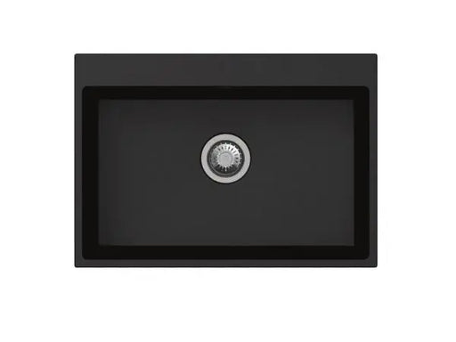 680 x 500 x 220mm Carysil Black Single Bowl Granite Stone Kitchen Sink Top/Under Mount FIL Kitchen Bathroom