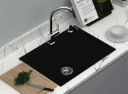 680 x 500 x 220mm Carysil Black Single Bowl Granite Stone Kitchen Sink Top/Under Mount FIL Kitchen Bathroom