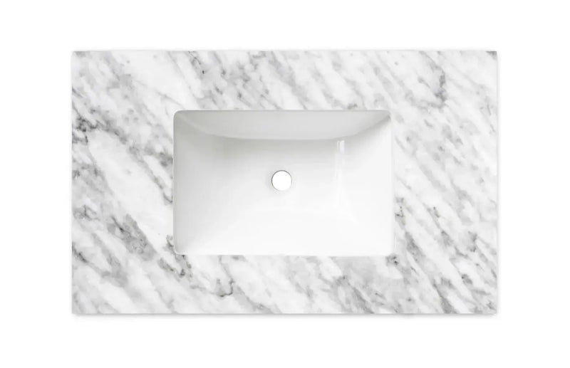 Natural Carrara Marble Top with Undermount Basin 600mm/750mm/900mm/1200mm - FIL Kitchen Bathroom