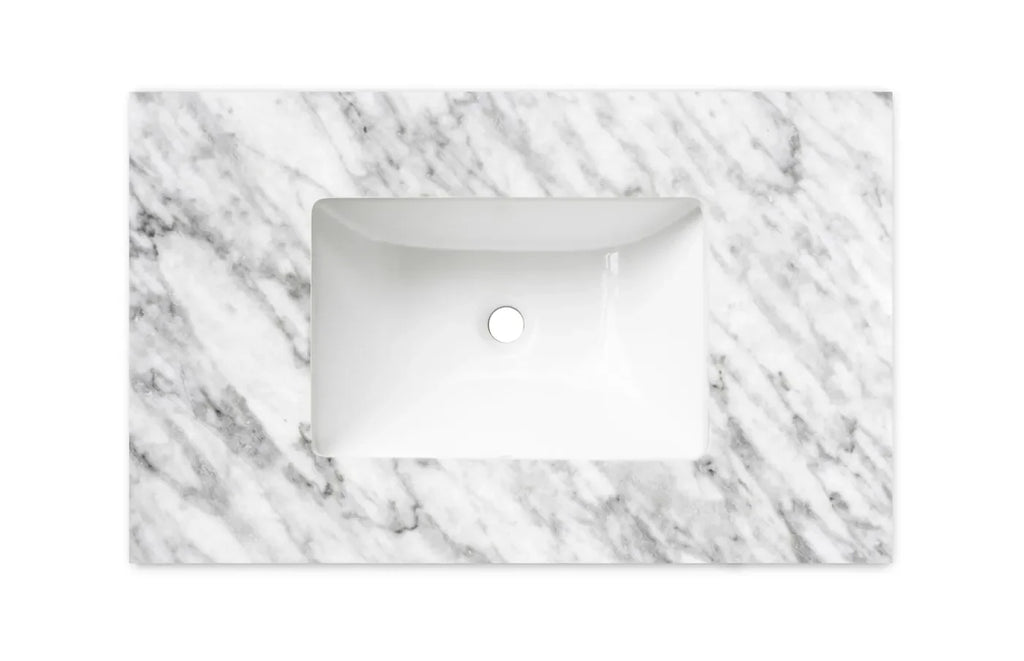 Natural Carrara Marble Top with Undermount Basin 600mm/750mm/900mm/1200mm