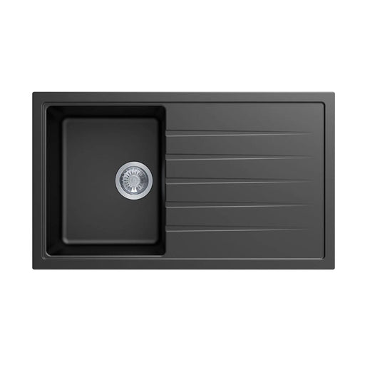 860 x 500 x 205mm Carysil Black/White/Grey Single Bowl With Drainer Board Granite Kitchen Sink Top/Flush/Under Mount FIL Kitchen Bathroom