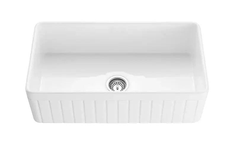 SINGLE BOWL FIRECLAY KITCHEN SINK GLOSS WHITE/MATTE BLACK 828MM CETO