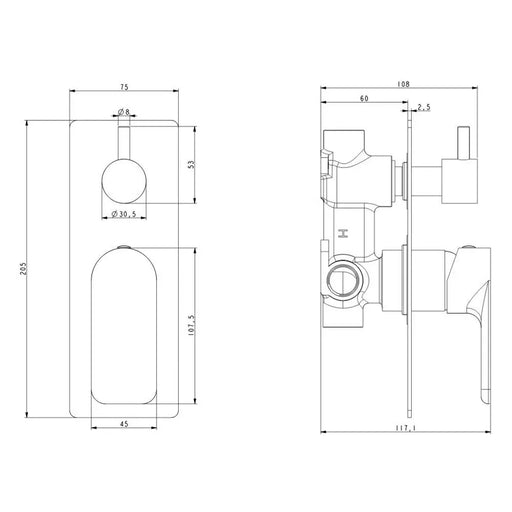 VOG Solid Brass Bath/Shower Wall Mixer with Diverter Wall Mounted Chrome and Colours FIL Kitchen Bathroom