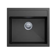 560 x 510 x 200mm Carysil Black Single Bowl Granite Top/Flush/Under Mount Kitchen/Laundry Sink FIL Kitchen Bathroom