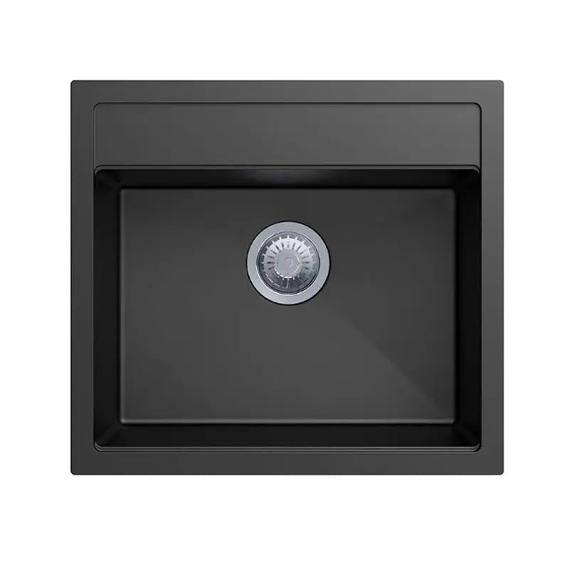 560 x 510 x 200mm Carysil Black Single Bowl Granite Top/Flush/Under Mount Kitchen/Laundry Sink FIL Kitchen Bathroom