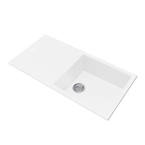 1000x500x200mm White Granite Stone Kitchen Sink with Drainboard Top/Undermount FIL Kitchen Bathroom