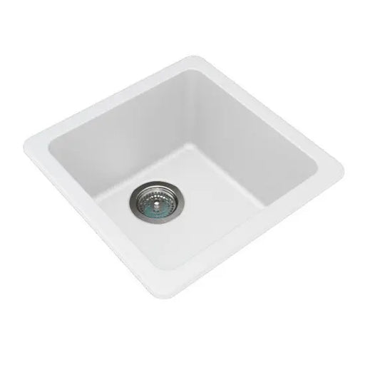 White Granite Quartz Stone Kitchen/Laundry Sink Single Bowl Top/Under Mount 422*422*203mm FIL Kitchen Bathroom