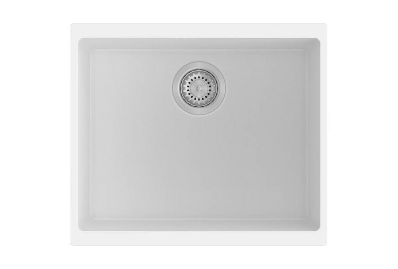 530 x 460 x 200mm Carysil Black/White Single Bowl Granite Kitchen/Laundry Sink Top/Flush/Under Mount FIL Kitchen Bathroom