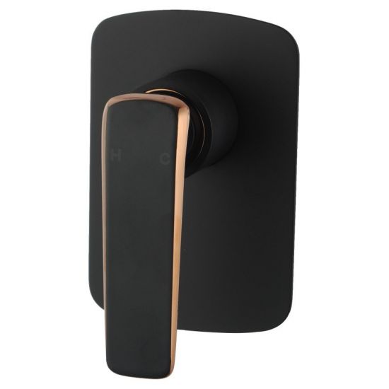 Esperia Matt Black & Rose Gold Shower/Bath Wall Mixer