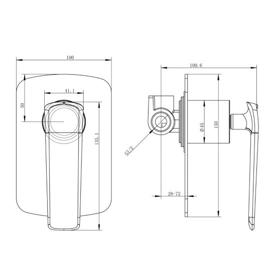 Esperia Matt Black & Rose Gold Shower/Bath Wall Mixer