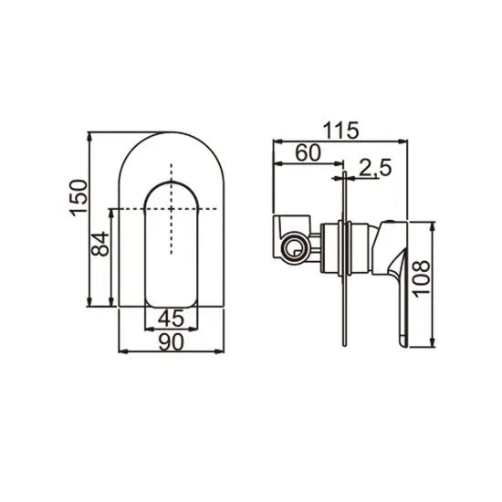 Persano Bathroom Chrome Solid Brass Shower/Bath Wall Mixer - FIL Kitchen Bathroom
