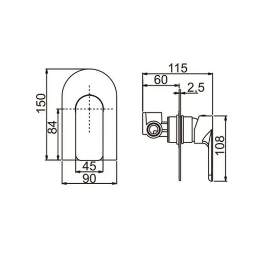 Persano Bathroom Chrome Solid Brass Shower/Bath Wall Mixer - FIL Kitchen Bathroom
