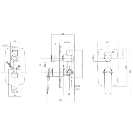 Bellino Matte Black Wall Mixer Diverter - FIL Kitchen Bathroom