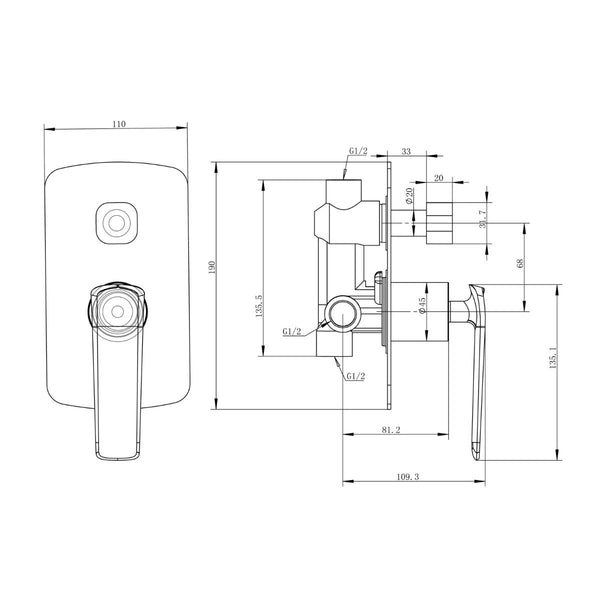 Esperia Chrome Wall Mixer with Diverter