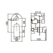 Persano Bathroom Solid Brass Chrome Bath/Shower Wall Mixer with Diverter - FIL Kitchen Bathroom