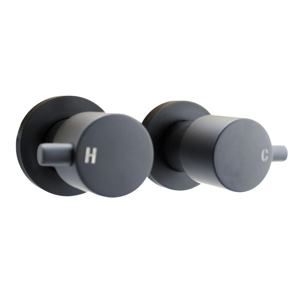 LUCID PIN Round Chrome/Black Shower Wall Taps