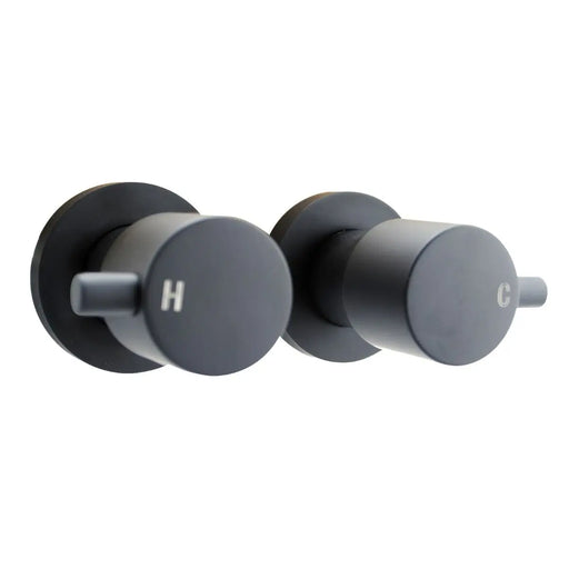 LUCID PIN Round Chrome/Black Shower Wall Taps FIL Kitchen Bathroom