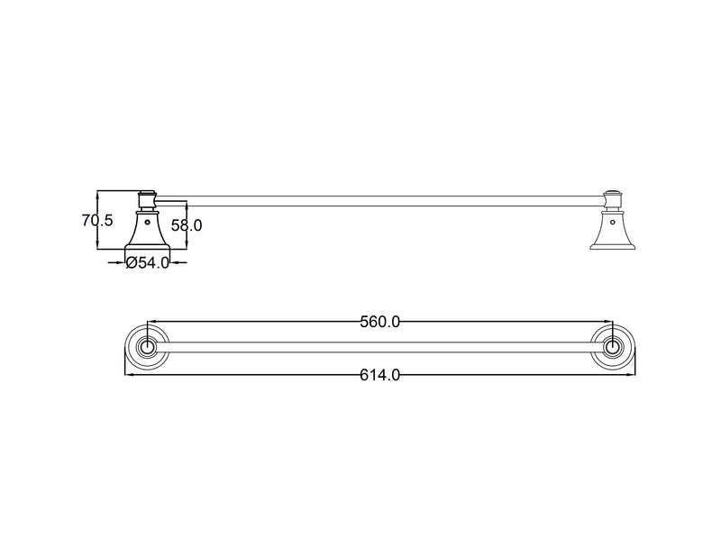 Clasico Single Towel Rail 600mm Chrome and Colours FIL Kitchen Bathroom