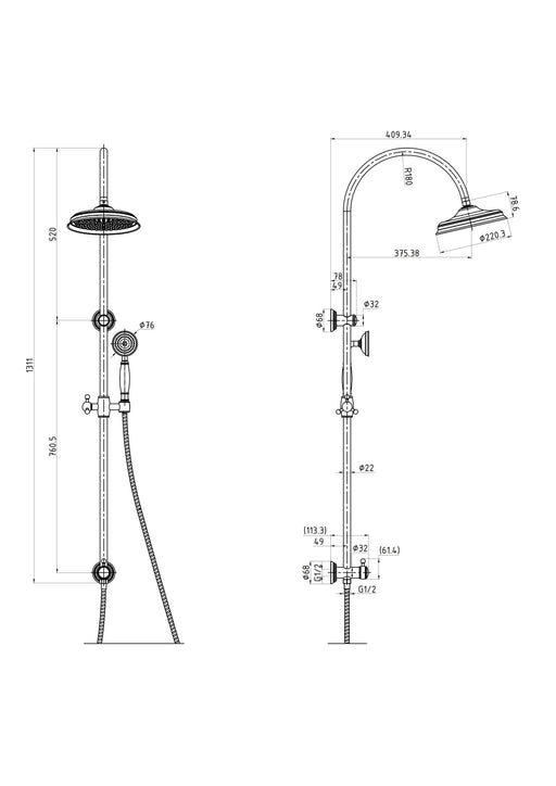 Clasico Combination Shower Set Chrome & Colours FIL Kitchen Bathroom