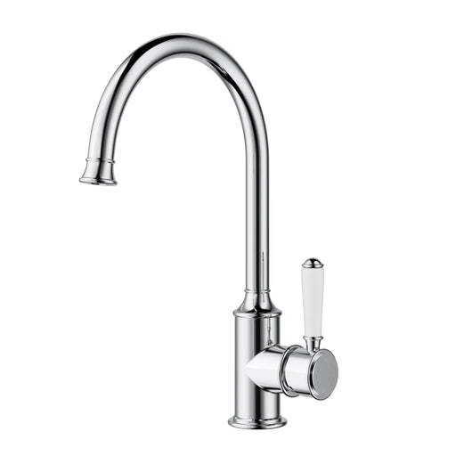 Clasico Gooseneck Sink Mixer with Ceramic Handle Chrome and Colours FIL Kitchen Bathroom