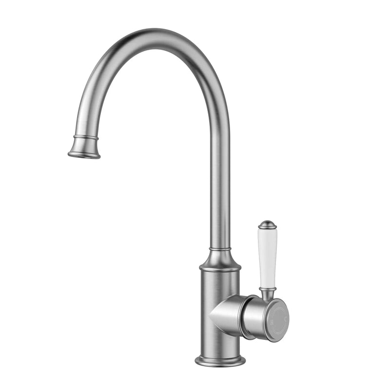 Clasico Gooseneck Sink Mixer with Ceramic Handle Chrome and Colours FIL Kitchen Bathroom