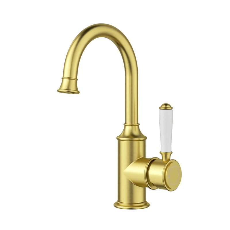 Clasico Gooseneck Basin Mixer with Ceramic Handle Chrome and Colours FIL Kitchen Bathroom